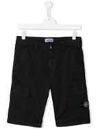 Stone Island Junior Logo Patch Cargo Shorts - Black