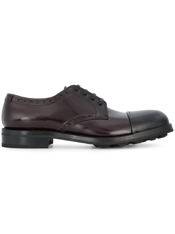 Prada Toe Cap Derby Shoes - Red