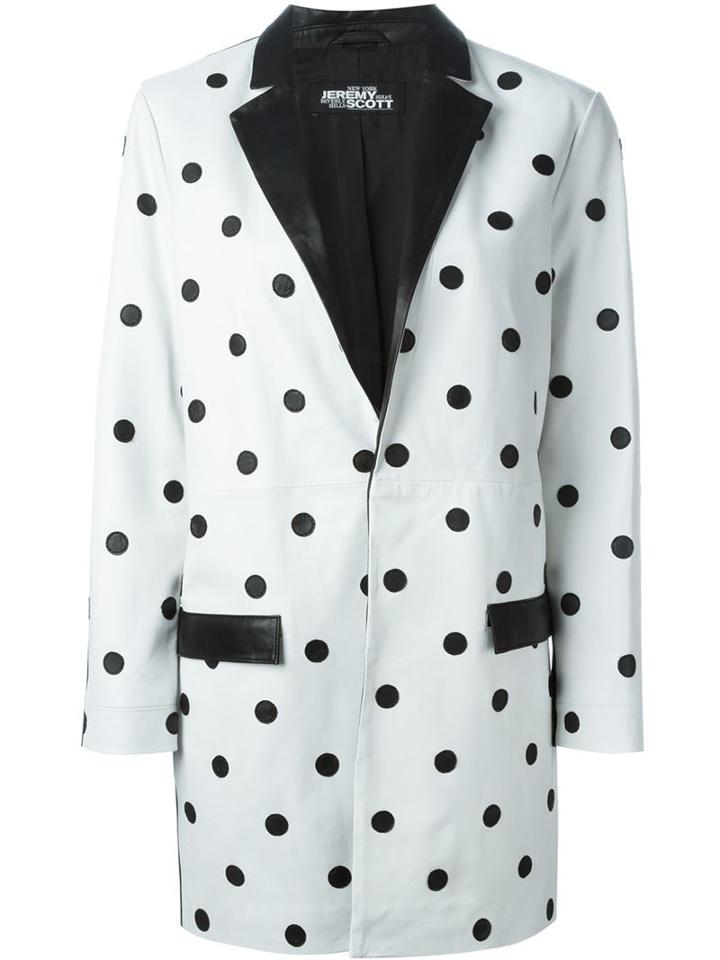 Jeremy Scott Polka-dot Coat, Women's, Size: 40, White, Sheep Skin/shearling/polyester
