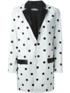Jeremy Scott Polka-dot Coat, Women's, Size: 40, White, Sheep Skin/shearling/polyester