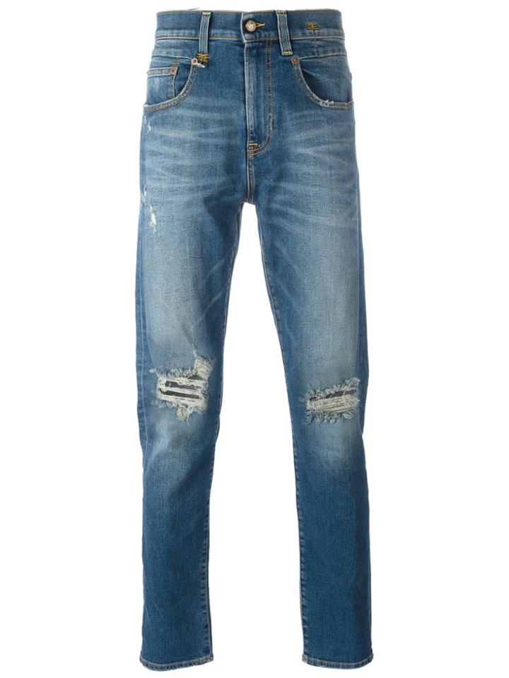 R13 Ripped Tapered Jeans - Blue