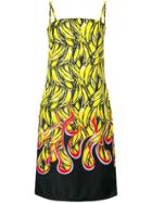 Prada Banana Flame Print Midi Dress - Yellow