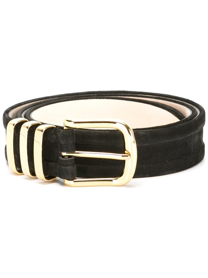 Balmain Triple Loop Belt, Women's, Black, Calf Leather/lamb Skin