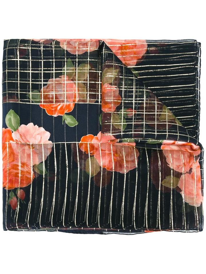 Yves Saint Laurent Vintage Floral Print Scarf, Women's, Black