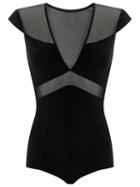 Giuliana Romanno Panels Bodysuit, Women's, Size: G, Black, Elastodiene/polyamide