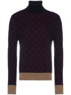 Gucci Gg Logo Turtleneck Knit Sweater - Blue