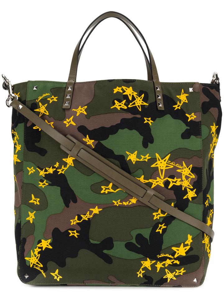 Valentino Camouflage Print Shopper Bag - Green