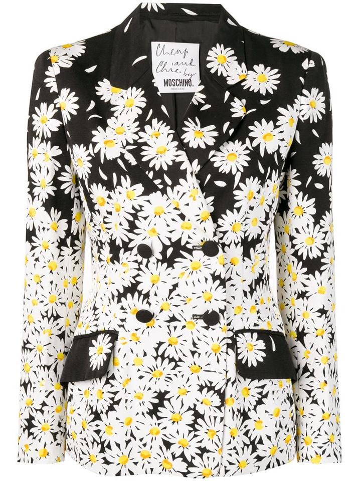 Moschino Pre-owned Daisy Print Double-breasted Blazer - Black