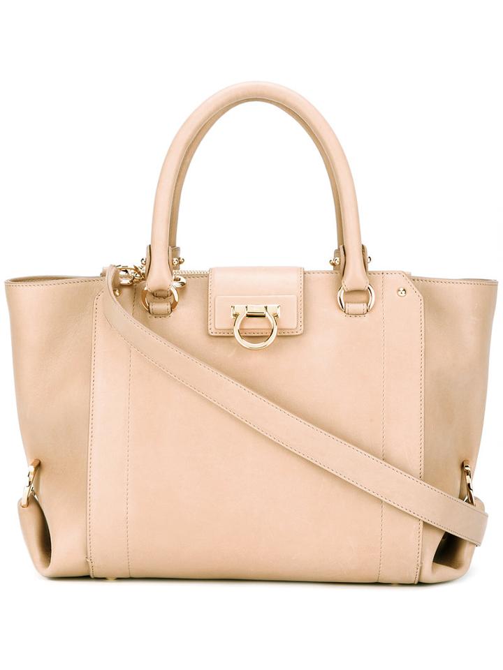 Salvatore Ferragamo - 'sofia' Tote - Women - Leather - One Size, Women's, Nude/neutrals, Leather