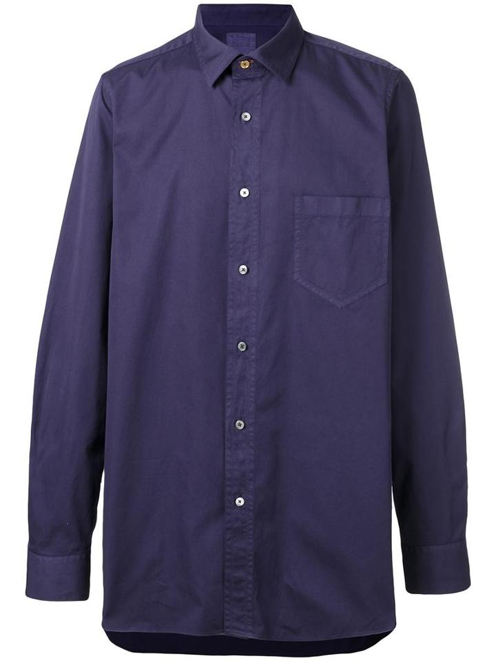 Paul Smith Garment Dyed Pocket Shirt, Men's, Size: Medium, Blue, Cotton