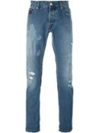 Just Cavalli Distressed Slim-fit Jeans, Men's, Size: 30, Blue, Polyester/cotton/viscose