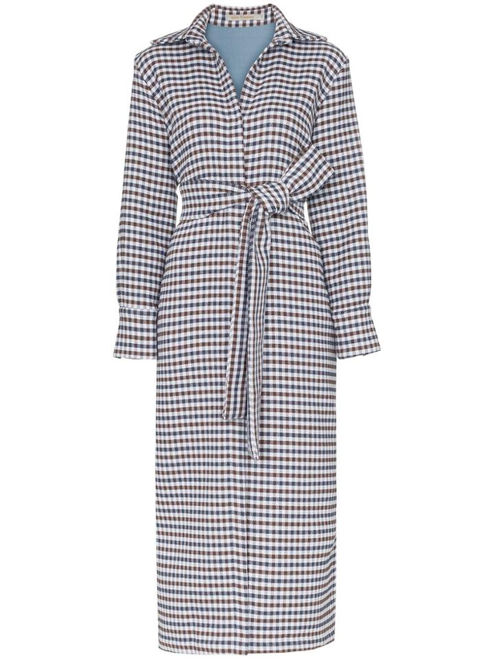 Silvia Tcherassi Checked Belted Trench Coat - Blue