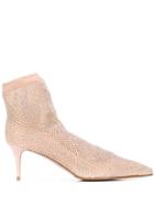 Le Silla Crystal-embellished Mesh Ankle Boots - Neutrals