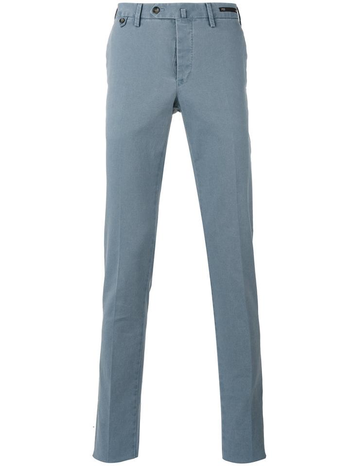 Pt01 - Slim Fit Chino Trousers - Men - Cotton/spandex/elastane - 50, Blue, Cotton/spandex/elastane