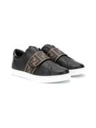 Fendi Kids Teen Ff Logo Strap Sneakers - Black