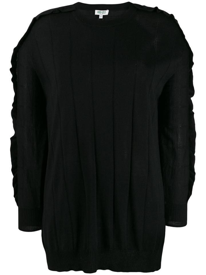 Kenzo Longline Ruffle Trim Sweater - Black