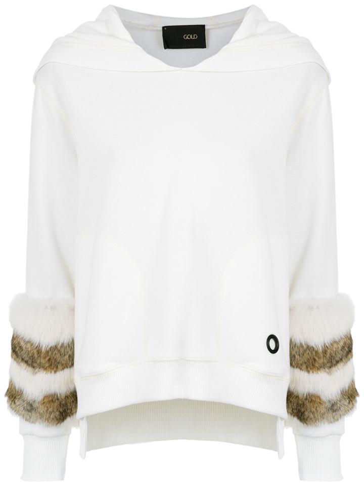 Andrea Bogosian Fur Trimming Hoodie - White