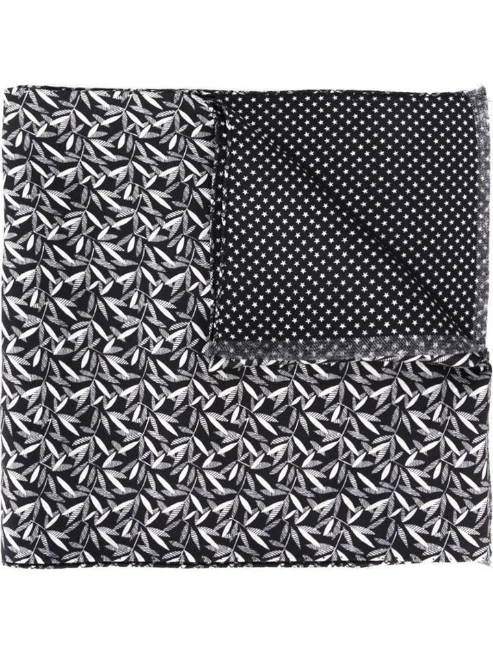 Paul Smith Leaf And Star Print Scarf, Men's, Black, Silk