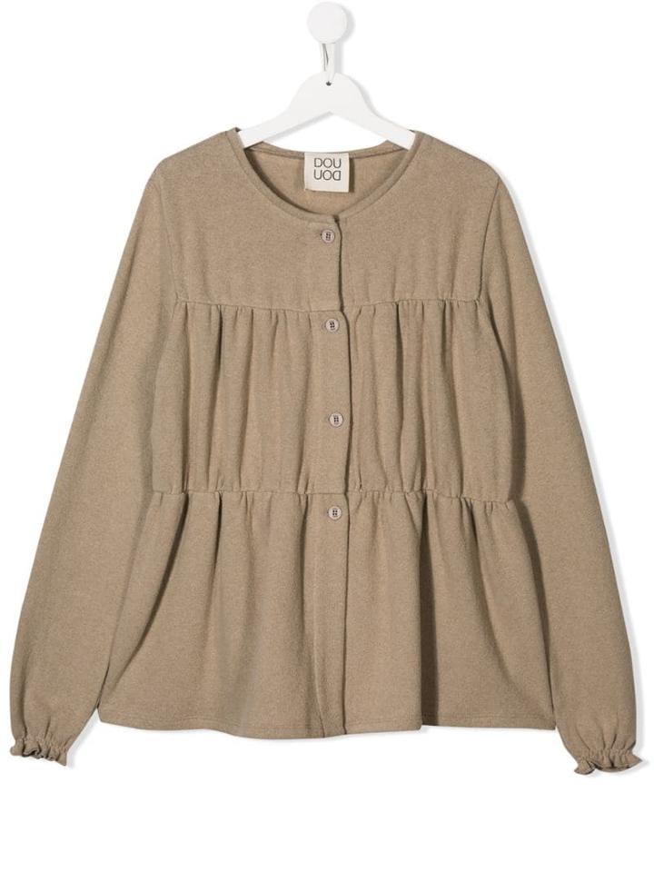 Douuod Kids Teen Button Front Cardigan - Neutrals