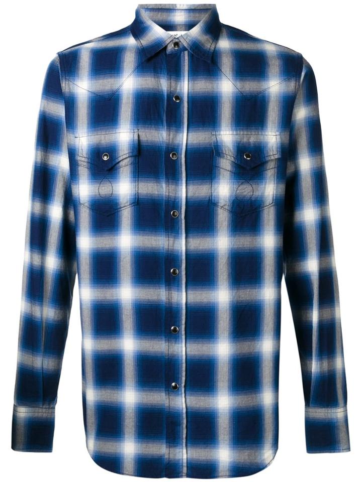 Saint Laurent Checked Western Shirt - Blue