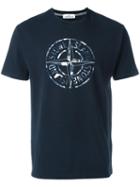 Stone Island Compass Print T-shirt, Men's, Size: Medium, Blue, Cotton