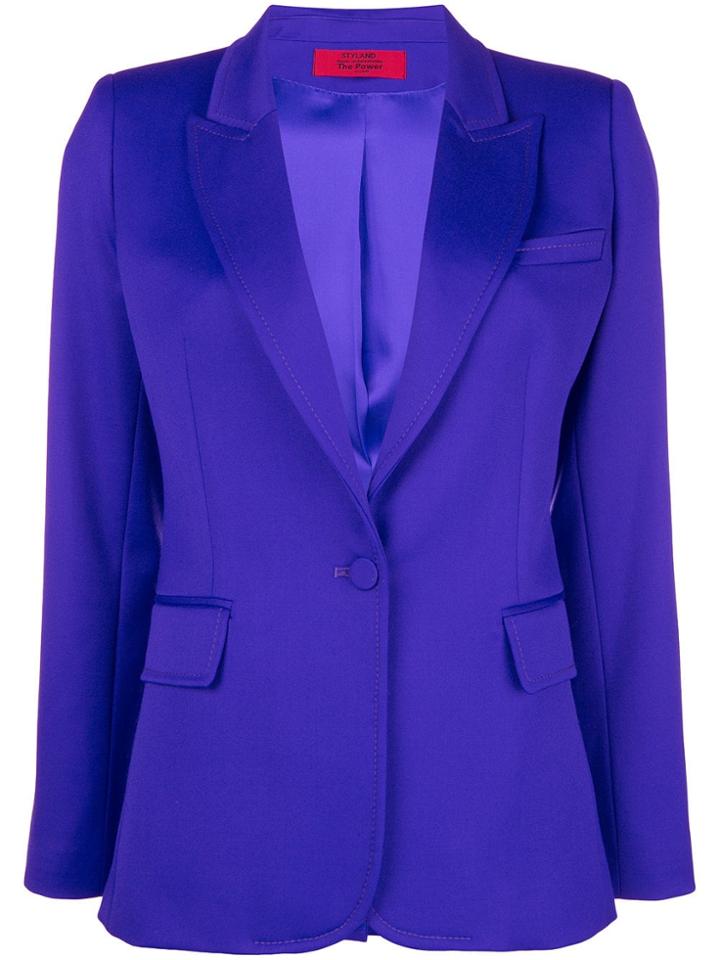 Styland Peaked Lapel Blazer - Pink & Purple