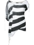 Ann Demeulemeester - Striped Draped Jersey T-shirt - Women - Rayon - 38, Black, Rayon
