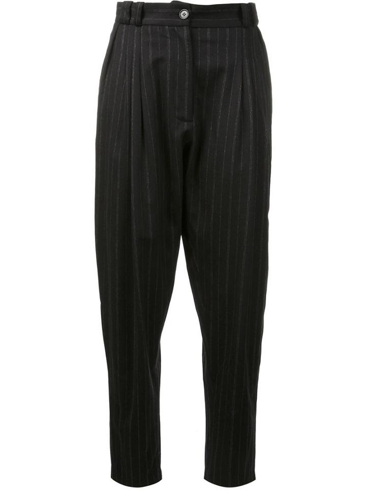 Marios Pinstripe Baggy Trousers, Women's, Size: Medium, Black, Polyester/cashmere/wool