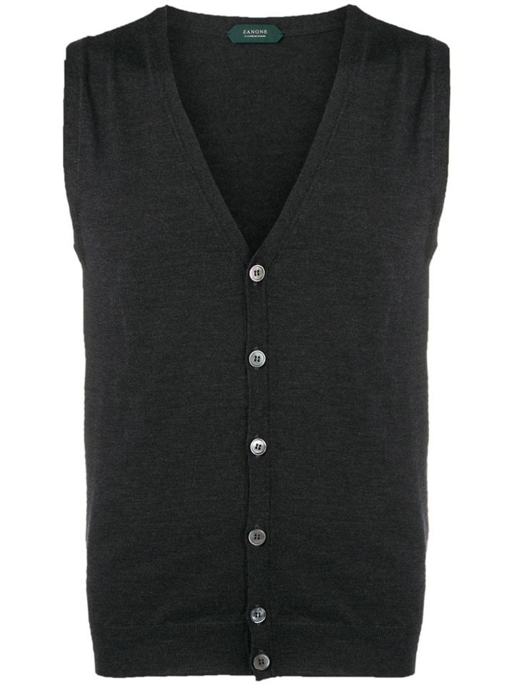 Zanone V-neck Knitted Vest - Grey