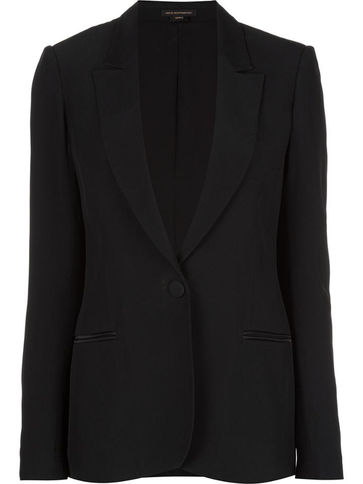 Kiki De Montparnasse Silk Lined Tuxedo Blazer - Black