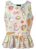 Boutique Moschino Shell Print Tank, Women's, Size: 46, Nude/neutrals, Cotton/other Fibers