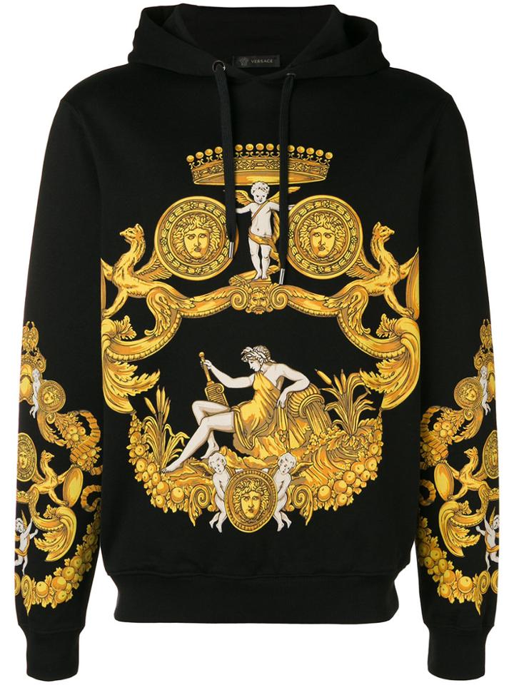 Versace Baroque Print Hoodie - Black