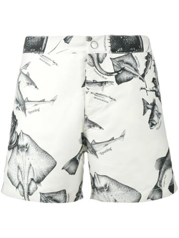 Riz Fish Print Buckler Swim Shorts - Nude & Neutrals