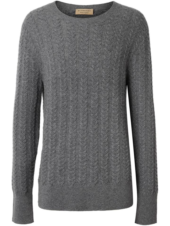 Burberry Cable Knit Cashmere Sweater - Grey