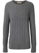 Burberry Cable Knit Cashmere Sweater - Grey