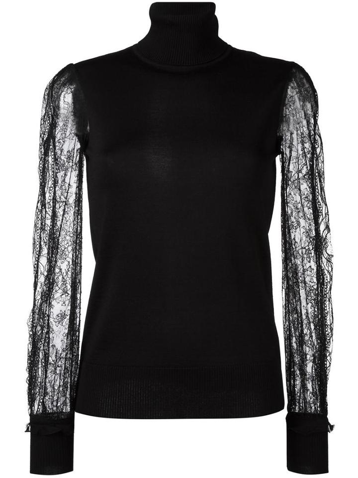 Roberto Cavalli Sheer Sleeve Jumper, Women's, Size: 44, Black, Polyamide/viscose/virgin Wool