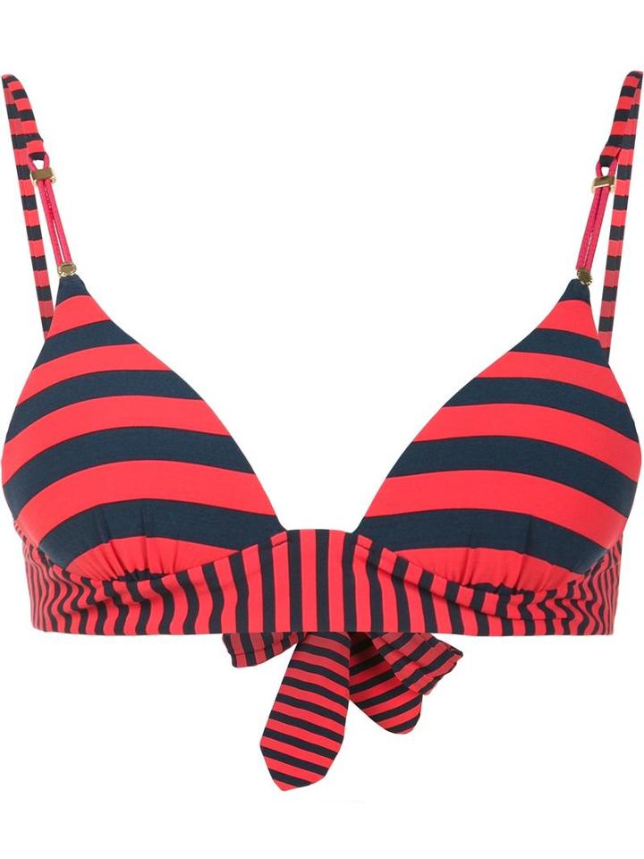 Stella Mccartney 'calypso' Striped Bikini Top, Women's, Size: Medium, Red, Nylon/spandex/elastane/polyester