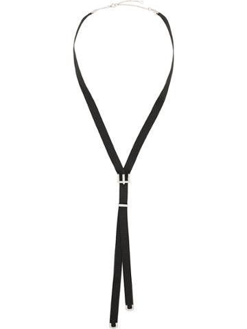 Simonetta Bianchini Diamond Embellished Buckle Tie Necklace - Black