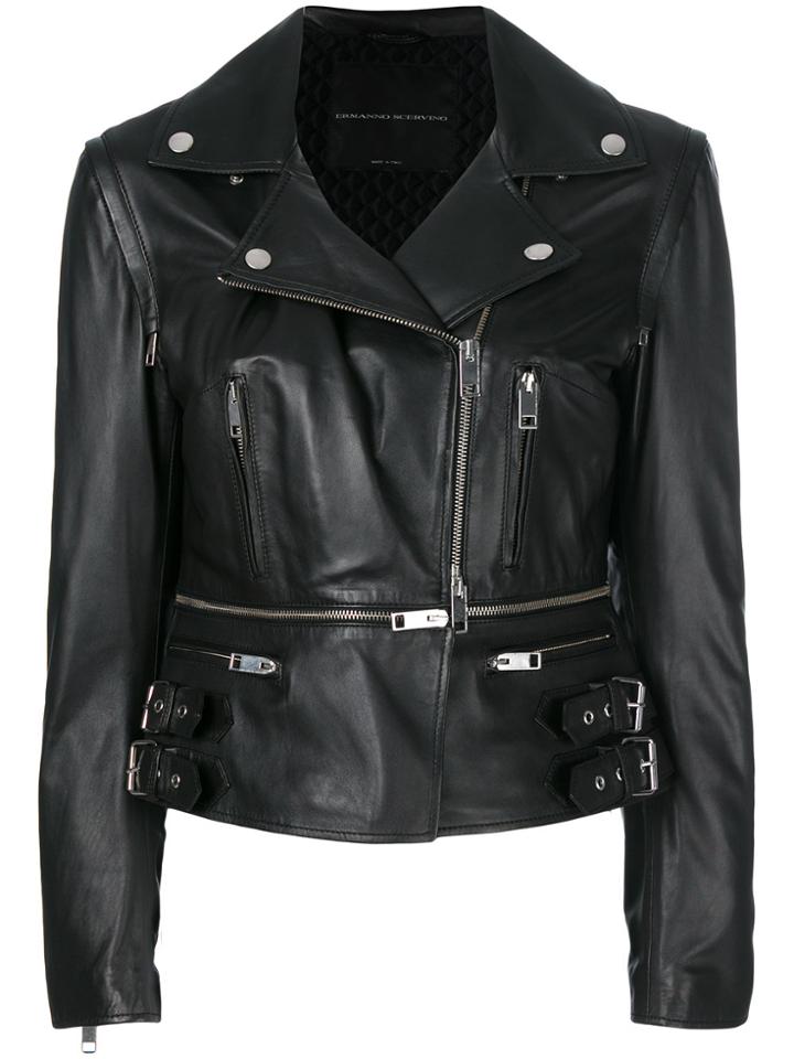 Ermanno Scervino Fitted Biker Jacket - Black