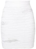 Balmain Distressed Knit Skirt - White