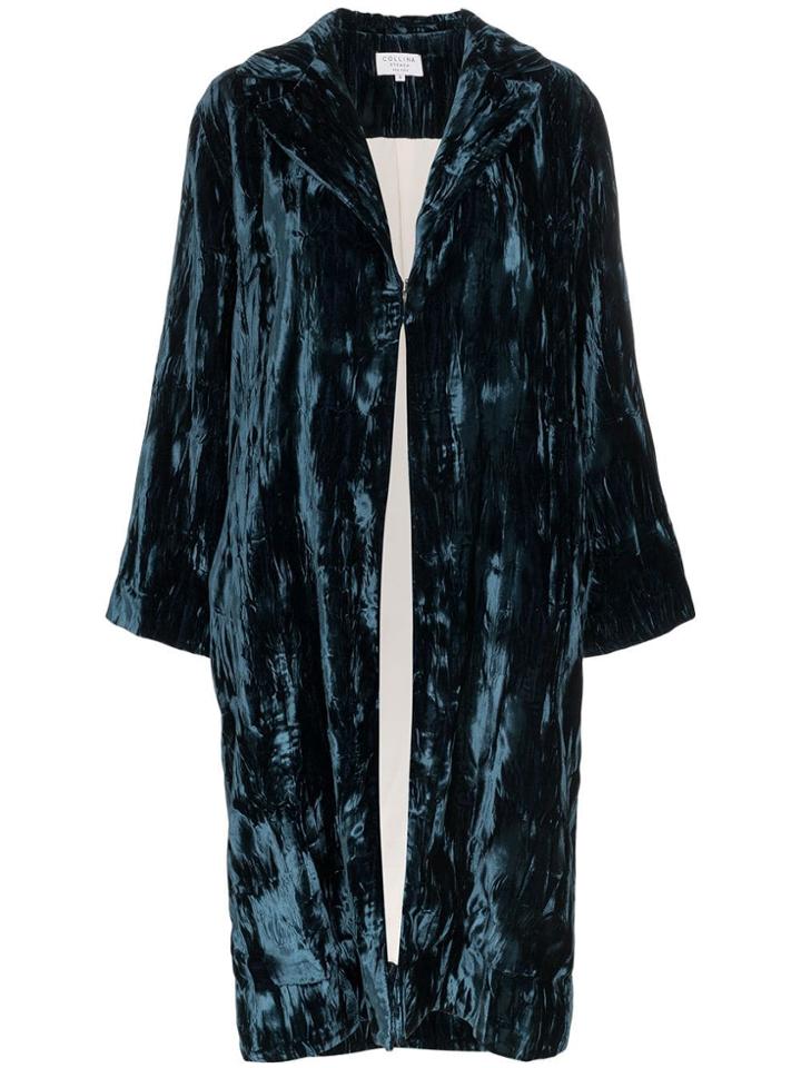 Collina Strada Crushed Velvet Robe - Blue