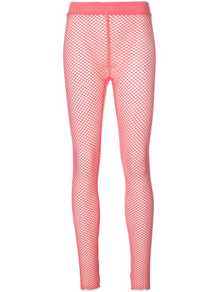 Nude Fishnet Leggings - Pink & Purple