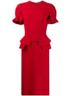 Alexander Mcqueen Peplum Pencil Dress - Red