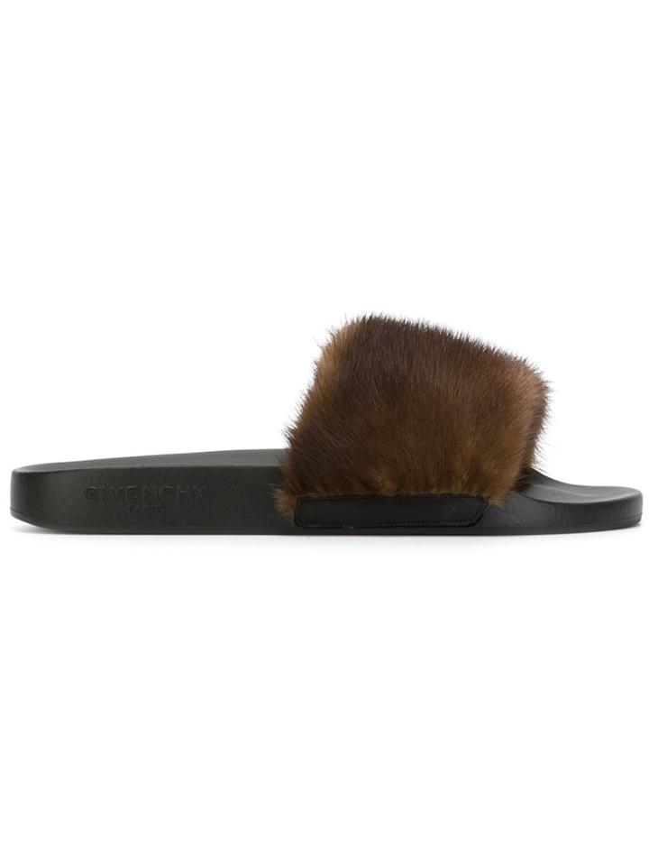 Givenchy Mink Fur Sliders - Brown