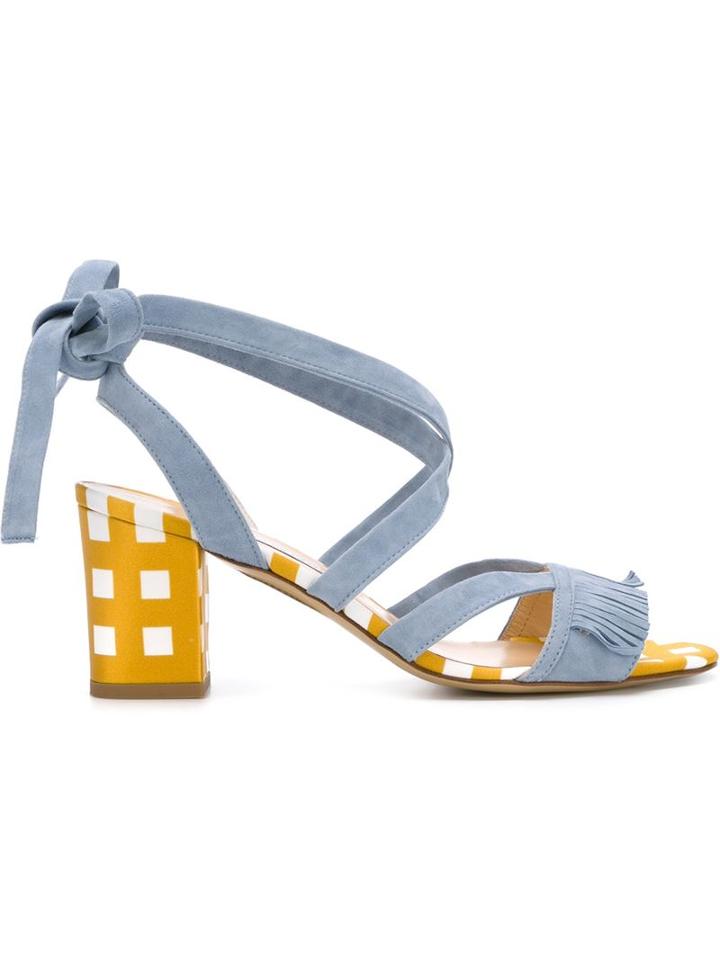 Bionda Castana Taylor Fringed Sandals, Women's, Size: 38, Blue, Kid Leather/suede