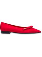 Prada Technical Pointed Ballerina Flats - Red