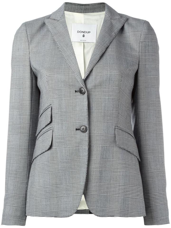 Dondup Houndstooth Check Blazer, Women's, Size: 40, Black, Virgin Wool/polyester/spandex/elastane/acetate