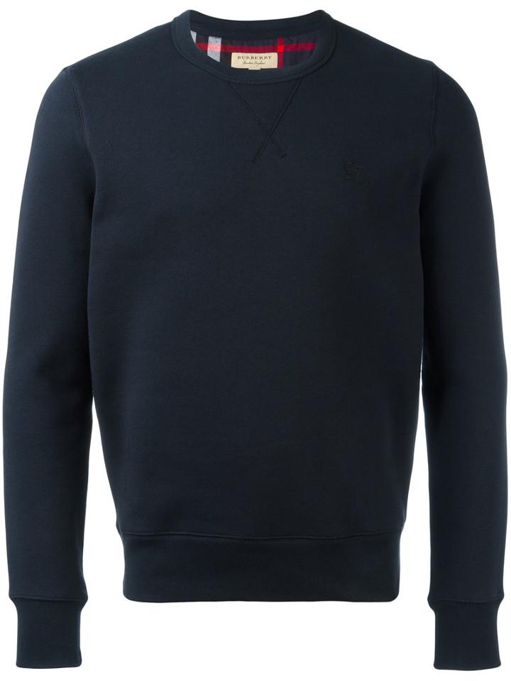 Burberry Embroidered Logo Sweatshirt, Adult Unisex, Size: Xs, Blue, Cotton/polyester