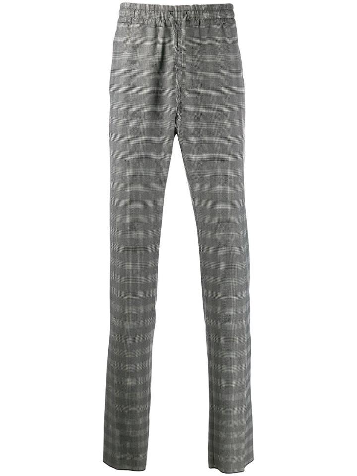 Versace Drawstring Plaid Trousers - Black