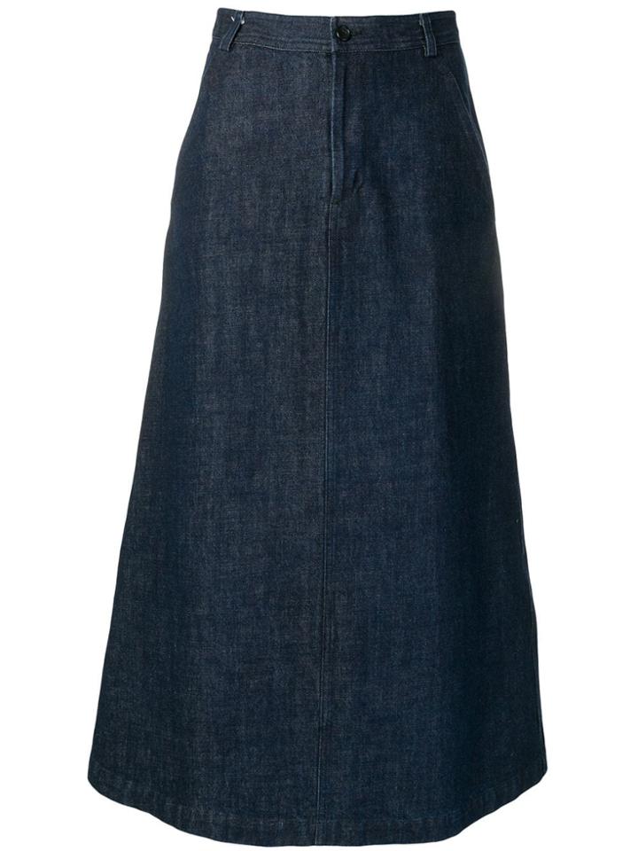Comme Des Garçons Vintage 1990's Long Denim Skirt - Blue